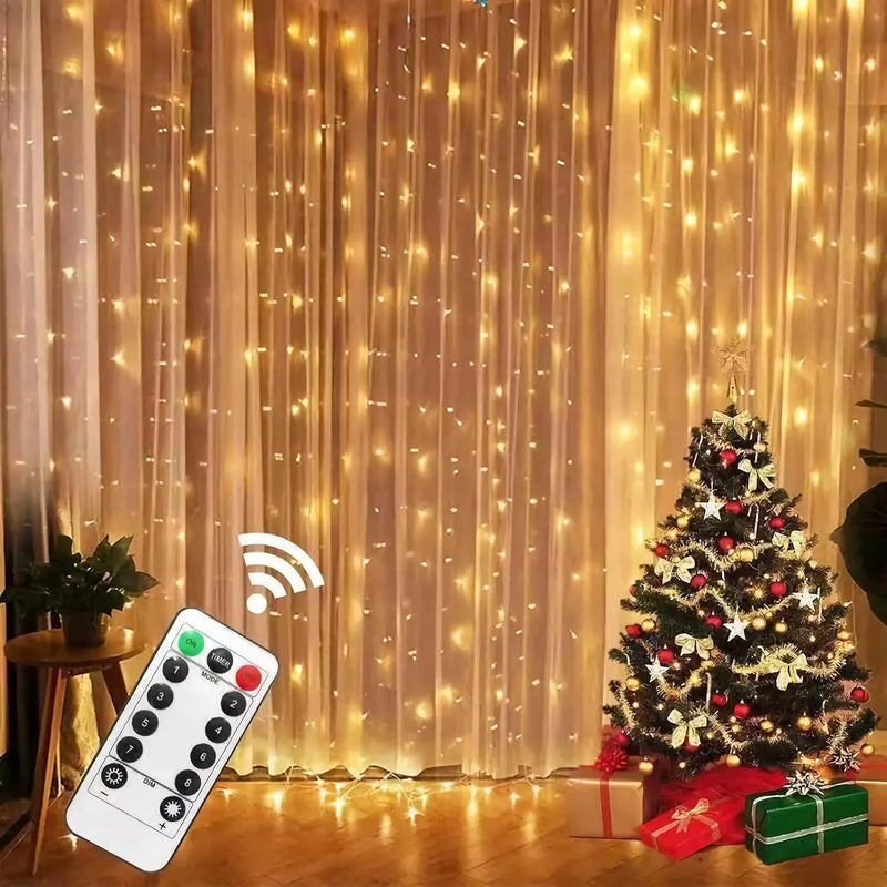 Cortina de Navidad con cadena de luz Led