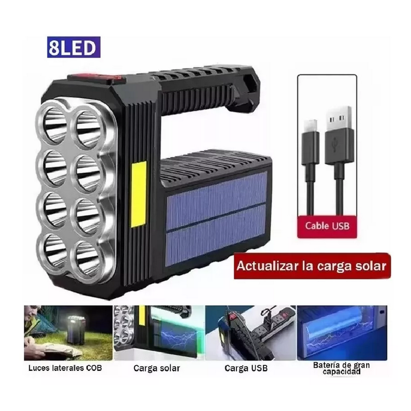 Lampara Solar Cob Recargable 8 Leds